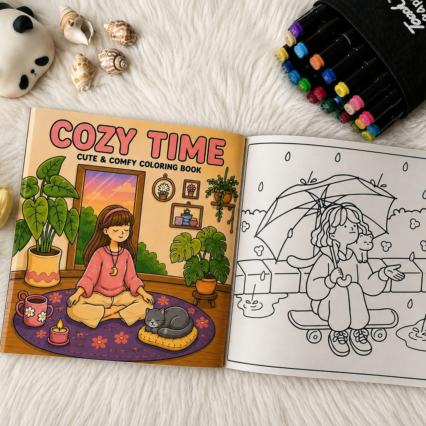 COZY TIME COLORING BOOK FOR ADULTS AND KIDS